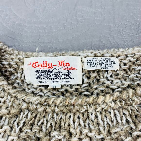 Vintage Tally Ho Sweater Womens Medium Diamond Pullover Baggy Knit Oversize - Picture 2 of 8